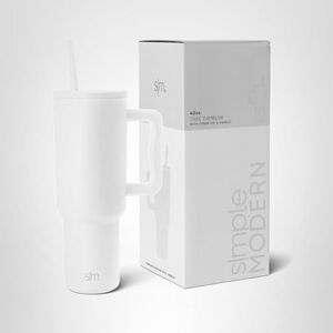 Simple Modern Tumbler 40 oz with Handle and Straw Insulated Stainless Steel Water Bottle Iced Coffee Cup Travel Mug Gifts for Women & Men Trek 1180ml Winter White Simple Modern Tumbler 40 oz with Handle and Straw Insulated Stainless Steel Water Bottle Iced Coffee Cup Travel Mug Gifts for Women & Men Trek 1180ml Winter White