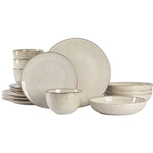 Gibson Matisse Double Bowl Dinnerware Set, Service for 4 (16pcs), Taupe Gibson Matisse Double Bowl Dinnerware Set, Service for 4 (16pcs), Taupe