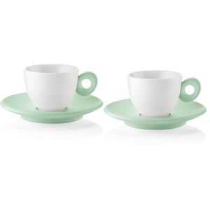 Guzzini Everyday Set of 2 Espresso Cups with Saucers Mauve Green 081700243 Guzzini Everyday Set of 2 Espresso Cups with Saucers Mauve Green 081700243