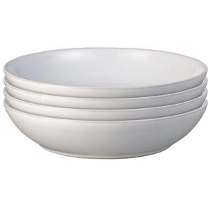 Denby Elements Stone White Pasta Bowls Set of 4 Dishwasher Microwave Safe Crockery 1050ml 22cm White Ceramic Stoneware Tableware Chip & Crack Resistant Denby Elements Stone White Pasta Bowls Set of 4 Dishwasher Microwave Safe Crockery 1050ml 22cm White Ceramic Stoneware Tableware Chip & Crack Resistant