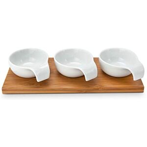 ROMINOX Gift Item Serving Bowls // TRE Bamboo Serving with Style 4 Piece Simple Bamboo Board with 3 Ceramic Serving Bowls Dimensions: Approx. 27 x 12 x 5 cm ROMINOX Gift Item Serving Bowls // TRE Bamboo Serving with Style 4 Piece Simple Bamboo Board with 3 Ceramic Serving Bowls Dimensions: Approx. 27 x 12 x 5 cm