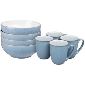 Denby Elements Coffee Mug & Cereal Bowl 8 Piece Set Blue Glaze Dishwasher & Microwave Safe Stoneware 4 x 330ml Tea Cups & Cereal Bowls for Soup Ceramic, Chip Resistant for Everyday Use Denby Elements Coffee Mug & Cereal Bowl 8 Piece Set Blue Glaze Dishwasher & Microwave Safe Stoneware 4 x 330ml Tea Cups & Cereal Bowls for Soup Ceramic, Chip Resistant for Everyday Use