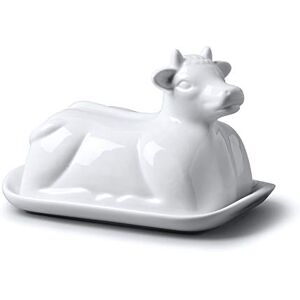 WM Bartleet & Sons 1750 Traditional Porcelain 19cm Cow Design Butter Plate with Lid – White WM Bartleet & Sons 1750 Traditional Porcelain 19cm Cow Design Butter Plate with Lid – White