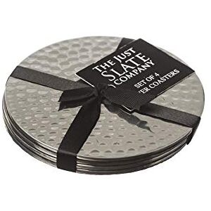 The Just Slate Company JS/SS/FH/C4/B Stainless Steel Flat Hammered Coasters, Set of 4, Silver The Just Slate Company JS/SS/FH/C4/B Stainless Steel Flat Hammered Coasters, Set of 4, Silver