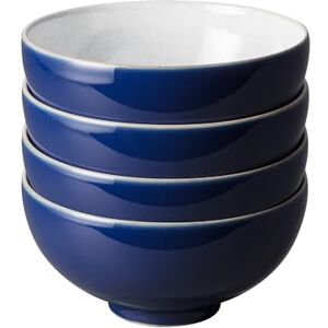 Denby Elements Dark Blue Rice Bowls Set of 4 Dishwasher Microwave Safe Crockery 480ml 13cm Navy Blue, White Ceramic Stoneware Tableware Chip & Crack Resistant Soup Bowls Denby Elements Dark Blue Rice Bowls Set of 4 Dishwasher Microwave Safe Crockery 480ml 13cm Navy Blue, White Ceramic Stoneware Tableware Chip & Crack Resistant Soup Bowls