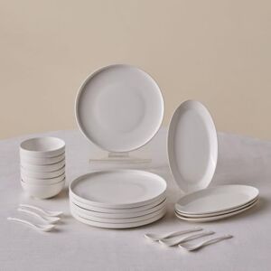 KARACA Forever Bone China Fika 22-Piece Serveware Set for 6 People, Side Plate, Small Bowl, Serving Platters, Dishwasher Safe, White KARACA Forever Bone China Fika 22-Piece Serveware Set for 6 People, Side Plate, Small Bowl, Serving Platters, Dishwasher Safe, White