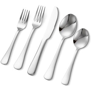 VEVOR 30-Piece Silverware Set, Food-Grade Stainless Steel Flatware Utensils, Mirror Finished Cutlery Set, Dishwasher Safe Eating Tableware for Kitchen Home, Service for 6, Include Knife Fork Spoon VEVOR 30-Piece Silverware Set, Food-Grade Stainless Steel Flatware Utensils, Mirror Finished Cutlery Set, Dishwasher Safe Eating Tableware for Kitchen Home, Service for 6, Include Knife Fork Spoon