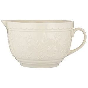 Mason Cash in The Meadow Batter Bowl 1.9L Stoneware Mixing Bowl with Handle & Pouring Lip in Embossed Floral Design – Ideal for Whisking, Mixing & Pouring Dishwasher Safe Mason Cash in The Meadow Batter Bowl 1.9L Stoneware Mixing Bowl with Handle & Pouring Lip in Embossed Floral Design – Ideal for Whisking, Mixing & Pouring Dishwasher Safe