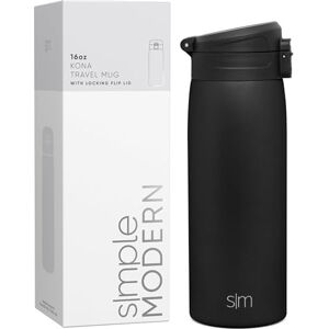 Simple Modern Travel Coffee Mug with Snap Flip Lid Insulated Reusable Stainless Steel Tumbler Cup Gifts for Women & Men Kona Collection 470ml Midnight Black Simple Modern Travel Coffee Mug with Snap Flip Lid Insulated Reusable Stainless Steel Tumbler Cup Gifts for Women & Men Kona Collection 470ml Midnight Black