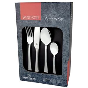 Grunwerg Windsor Carded 60-Piece Boxed Mirror Cutlery Set 60BXWDR, 18/0 Stainless Steel Grunwerg Windsor Carded 60-Piece Boxed Mirror Cutlery Set 60BXWDR, 18/0 Stainless Steel