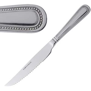 NISBETS Olympia Bead Cutlery Steak Knives Set (Pack of 12), High Polished Stainless Steel, Size: 225(L) mm / 8 7/8 inch, Serrated Blade, Dinner Knives, Dishwasher Safe Home Kitchen & Restaurant Use, DL102 NISBETS Olympia Bead Cutlery Steak Knives Set (Pack of 12), High Polished Stainless Steel, Size: 225(L) mm / 8 7/8 inch, Serrated Blade, Dinner Knives, Dishwasher Safe Home Kitchen & Restaurant Use, DL102