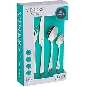Viners Everyday Breeze 16 Piece Cutlery Set 18/0 Stainless Steel Teardrop Ridge Handles, Mirror Polish Serves 4 Dishwasher Safe Viners Everyday Breeze 16 Piece Cutlery Set 18/0 Stainless Steel Teardrop Ridge Handles, Mirror Polish Serves 4 Dishwasher Safe