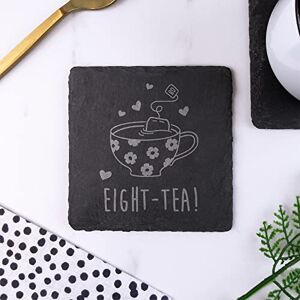 eBuyGB Engraved Square Slate Coaster -Eight-Tea Design - 80th Birthday Gifts for Women eBuyGB Engraved Square Slate Coaster -Eight-Tea Design - 80th Birthday Gifts for Women