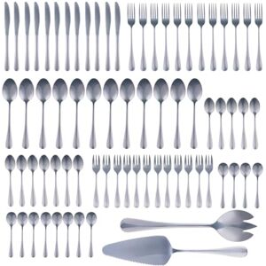 alpina Cutlery Set for 8 People 75 Pieces Stainless Steel Knives, Spoons, Forks, Teaspoons and Cake Forks Includes Cake Server, Salad Fork and Spoon Dishwasher Safe alpina Cutlery Set for 8 People 75 Pieces Stainless Steel Knives, Spoons, Forks, Teaspoons and Cake Forks Includes Cake Server, Salad Fork and Spoon Dishwasher Safe
