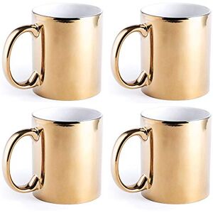 eBuyGB Metallic Large 350ml Ceramic Tea Coffee Mugs, Set of 4 (Gold) eBuyGB Metallic Large 350ml Ceramic Tea Coffee Mugs, Set of 4 (Gold)
