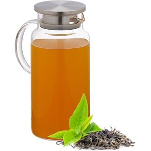 Relaxdays Glass Carafe, 1.3 L, Stainless Steel Lid, Juice & Iced Tea, Dishwasher Safe, Pitcher, Water Jug, Clear/Silver, 1300 ml Relaxdays Glass Carafe, 1.3 L, Stainless Steel Lid, Juice & Iced Tea, Dishwasher Safe, Pitcher, Water Jug, Clear/Silver, 1300 ml