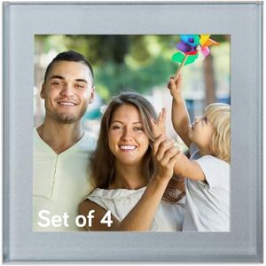 Adventa Coasters, Photo Frame 8 x 8 cm (3.1 x 3.1 inch) Coasters Set of 4, Toughened Safety Glass Coaster, Non Slip Personalised Coaster or Home Decor (Silver) Adventa Coasters, Photo Frame 8 x 8 cm (3.1 x 3.1 inch) Coasters Set of 4, Toughened Safety Glass Coaster, Non Slip Personalised Coaster or Home Decor (Silver)