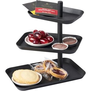 YAMAZAKI 4281 TOWER cake stand with 3 levels, black, steel, minimalistic design YAMAZAKI 4281 TOWER cake stand with 3 levels, black, steel, minimalistic design