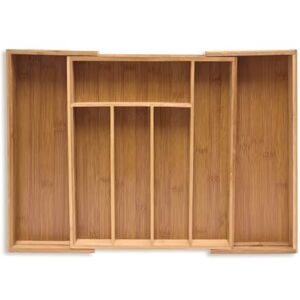 Relaxdays Cutlery Tray, Extendable, 5-7 Compartments, HxWxD: 5.5 x 39 x 35.5 cm, Kitchen Drawer Insert, Bamboo, Natural Relaxdays Cutlery Tray, Extendable, 5-7 Compartments, HxWxD: 5.5 x 39 x 35.5 cm, Kitchen Drawer Insert, Bamboo, Natural