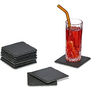 Relaxdays Slate Coasters, Set of 10, for Coffee Table, Square Drink Mats, 10 x 10 cm, for Glasses & Mugs, Anthracite Relaxdays Slate Coasters, Set of 10, for Coffee Table, Square Drink Mats, 10 x 10 cm, for Glasses & Mugs, Anthracite