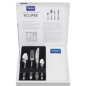 Denby – Eclipse 24 Piece Stainless Steel Cutlery Set for 6 People – Dishwasher Safe Tableware Kitchen Service – Flatware Set with Fork, Table Knife, Dessert Spoon & Teaspoon Denby – Eclipse 24 Piece Stainless Steel Cutlery Set for 6 People – Dishwasher Safe Tableware Kitchen Service – Flatware Set with Fork, Table Knife, Dessert Spoon & Teaspoon