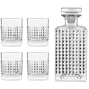 Luigi Bormioli Elixir Crystal Whisky Decanter & Glasses Dishwasher Safe Made in Italy Set of 5, 1 x 750ml, 4 x 380ml Luigi Bormioli Elixir Crystal Whisky Decanter & Glasses Dishwasher Safe Made in Italy Set of 5, 1 x 750ml, 4 x 380ml