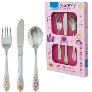 Amefa Stainless Steel Kids Princess Cutlery Set, Set of 3 Amefa Stainless Steel Kids Princess Cutlery Set, Set of 3
