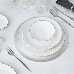 KARACA x Hussein Chalayan Streamline Sun Path 59-Piece New Generation Bone China Dinner Set for 12 People, Dinner Plates, Pasta Bowls, Side Plates, Soup Bowls, Serving Platters, White Platinum KARACA x Hussein Chalayan Streamline Sun Path 59-Piece New Generation Bone China Dinner Set for 12 People, Dinner Plates, Pasta Bowls, Side Plates, Soup Bowls, Serving Platters, White Platinum