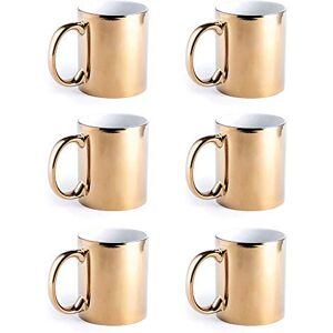 eBuyGB Metallic Large 350ml Ceramic Tea Coffee Mugs, Set of 6 (Gold) eBuyGB Metallic Large 350ml Ceramic Tea Coffee Mugs, Set of 6 (Gold)
