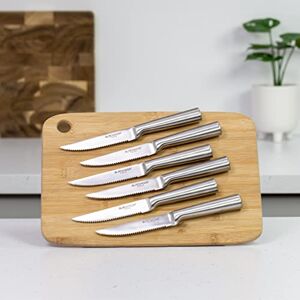 Blackmoor 69019 Set of 6 Steak Knives/Manufactured from Hardwearing Stainless Steel/Ergonomic Contoured Handles/Great for Dinner Parties & Family Gatherings Blackmoor 69019 Set of 6 Steak Knives/Manufactured from Hardwearing Stainless Steel/Ergonomic Contoured Handles/Great for Dinner Parties & Family Gatherings