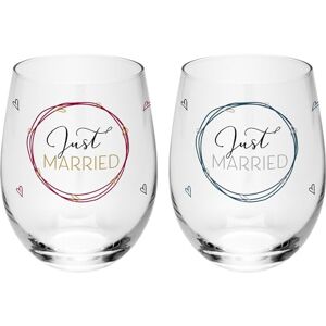 GRUSS & CO 48634 Drinking Glass Set with Just Married Motif Gift Set of 2 Drinking Glasses with Motif Wrapped in Gift Wrap Gift for Wedding Decoration GRUSS & CO 48634 Drinking Glass Set with Just Married Motif Gift Set of 2 Drinking Glasses with Motif Wrapped in Gift Wrap Gift for Wedding Decoration