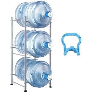 VEVOR 3 Tiers Water Jug Holder, 5 Gallon Water Bottle Holder, Single Row Water Bottle Rack for 3 Bottles, Heavy Duty Water Jug Rack for Kitchen, Office, Living Room, Silver VEVOR 3 Tiers Water Jug Holder, 5 Gallon Water Bottle Holder, Single Row Water Bottle Rack for 3 Bottles, Heavy Duty Water Jug Rack for Kitchen, Office, Living Room, Silver