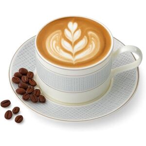 London Boutique Cappuccino Cup and Saucer Set,300ml, White Porcelain with Silver Banding, Classic Pattern Elegant Coffee or Espresso Cups (1) London Boutique Cappuccino Cup and Saucer Set,300ml, White Porcelain with Silver Banding, Classic Pattern Elegant Coffee or Espresso Cups (1)