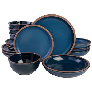 Gibson Lagos Coupe Dinnerware Set, Service for 4 (16pcs), Blue Gibson Lagos Coupe Dinnerware Set, Service for 4 (16pcs), Blue