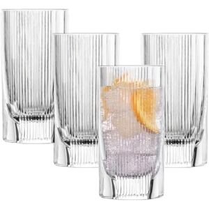 Schott Zwiesel Highball Glasses Fave (Set of 4), Modern Drinking Glass for Long Drinks with grooved Rim and Cut-Outs, Dishwasher-Safe Crystal Glasses (Art. no. 124305) Schott Zwiesel Highball Glasses Fave (Set of 4), Modern Drinking Glass for Long Drinks with grooved Rim and Cut-Outs, Dishwasher-Safe Crystal Glasses (Art. no. 124305)