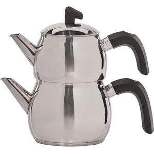 KARACA Belinay Stainless Steel Tea Pot Set Set of 1 Litre Teapot with Lid and Tea Sieve and Drinker Kettle 1.6 litres 18/10 Stainless Steel Medium, Silver Black KARACA Belinay Stainless Steel Tea Pot Set Set of 1 Litre Teapot with Lid and Tea Sieve and Drinker Kettle 1.6 litres 18/10 Stainless Steel Medium, Silver Black