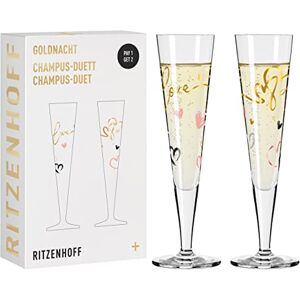 RITZENHOFF 6031004 Champagne Glass 200 ml Goldnacht Duett 2023 Series, 2 x Designer Piece with Real Gold Made in Germany RITZENHOFF 6031004 Champagne Glass 200 ml Goldnacht Duett 2023 Series, 2 x Designer Piece with Real Gold Made in Germany