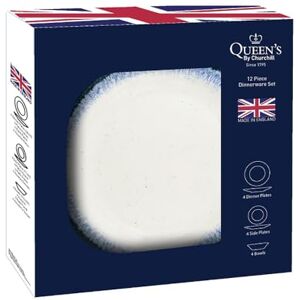 Queens By Churchill Atlas Ice 12 Piece Dinner Set, Blue Queens By Churchill Atlas Ice 12 Piece Dinner Set, Blue