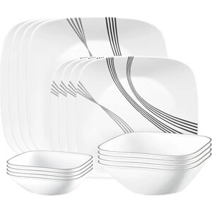 Corelle Urban Arc 16pc, Service for 4, Dinnerware Set, 8 Plates Bowls, Chip & Break Resistant, Dinner and ware White Corelle Urban Arc 16pc, Service for 4, Dinnerware Set, 8 Plates Bowls, Chip & Break Resistant, Dinner and ware White