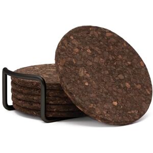 Thirstystone Set of 6 Thick Dark Cork Coasters in Attractive Black Coaster Holder 4.7" Round Durable Absorbent Easily Wipes Clean Thirstystone Set of 6 Thick Dark Cork Coasters in Attractive Black Coaster Holder 4.7" Round Durable Absorbent Easily Wipes Clean