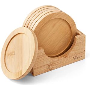 Joeji's Bamboo Coasters Set of 6 - Natural Wood Drink Mats - Protects Furniture Joeji's Bamboo Coasters Set of 6 - Natural Wood Drink Mats - Protects Furniture