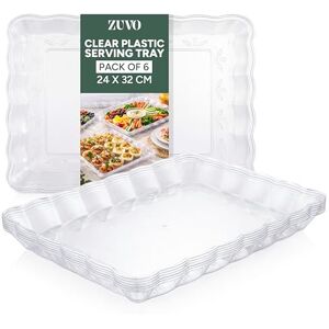 Zuvo Reusable Plastic Serving Trays for Party Food & Buffet Tables Pack of 6 (32x24 cm) Clear Food Serving Platters for BBQ, Picnics, Catering, Snacks, Cakes, Sandwich & Buffet Tray Zuvo Reusable Plastic Serving Trays for Party Food & Buffet Tables Pack of 6 (32x24 cm) Clear Food Serving Platters for BBQ, Picnics, Catering, Snacks, Cakes, Sandwich & Buffet Tray