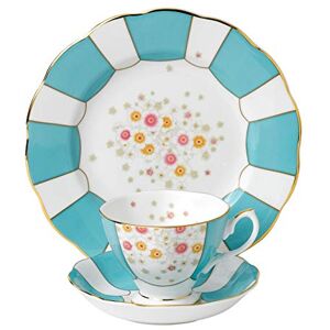 Royal Albert 40017531 108 100 Years 1930 Mint Deco Teacup, Saucer, Plate 20cm, 3 Piece Set Turquoise, Bone China Royal Albert 40017531 108 100 Years 1930 Mint Deco Teacup, Saucer, Plate 20cm, 3 Piece Set Turquoise, Bone China