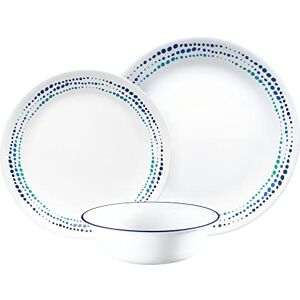 Corelle Dinnerware Set (12pc Set, Ocean Blues)-Dinner Set for 4, Includes 4 x: Plates, Side Plates & Bowls, 3 X More Durable, Half The Space & Weight of Ceramic, up to 80% Recycled Glass (1146815) Corelle Dinnerware Set (12pc Set, Ocean Blues)-Dinner Set for 4, Includes 4 x: Plates, Side Plates & Bowls, 3 X More Durable, Half The Space & Weight of Ceramic, up to 80% Recycled Glass (1146815)
