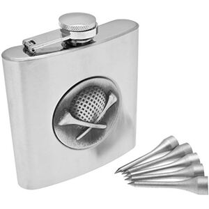 Longridge Colin Montgomerie Stainless Steel Golf Flask Set - 177ml, 5 Tees Longridge Colin Montgomerie Stainless Steel Golf Flask Set - 177ml, 5 Tees