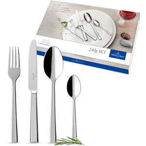 Villeroy & Boch – Victor Cutlery Set, 24-Piece Silver/Platinum, Dishwasher Safe, Flatware, Knives, Forks, Spoons, Luxury Cutlery Set, Stainless Steel Villeroy & Boch – Victor Cutlery Set, 24-Piece Silver/Platinum, Dishwasher Safe, Flatware, Knives, Forks, Spoons, Luxury Cutlery Set, Stainless Steel