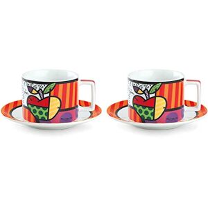 Egan Britto Flowers ML.220 Cappuccino Cup with Saucers Set of 2 Egan Britto Flowers ML.220 Cappuccino Cup with Saucers Set of 2