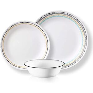 Corelle Dinnerware Set (12pc Set, Paloma)-Dinner Set for 4 Includes 4 x: Dinner Plates, Side Plates & Bowls 80% Recycled Glass 3 X More Durable, Half The Space & Weight of Traditional Ceramic Corelle Dinnerware Set (12pc Set, Paloma)-Dinner Set for 4 Includes 4 x: Dinner Plates, Side Plates & Bowls 80% Recycled Glass 3 X More Durable, Half The Space & Weight of Traditional Ceramic