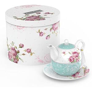 London Boutique Tea for One Teapot Teacup Saucer Set Afternoon Tea Set for 1 New Bone China Vintage Flora Gift for Women 350m (Turquoise) London Boutique Tea for One Teapot Teacup Saucer Set Afternoon Tea Set for 1 New Bone China Vintage Flora Gift for Women 350m (Turquoise)