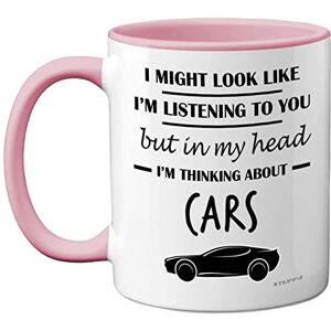 Stuff4 Gifts for Car Enthusiasts in My Head I'm Thinking About Cars Funny Classic Mug, Gifts for Lovers, Petrol Head 11oz Ceramic Dishwasher Safe Premium Pink Handle Mugs Stuff4 Gifts for Car Enthusiasts in My Head I'm Thinking About Cars Funny Classic Mug, Gifts for Lovers, Petrol Head 11oz Ceramic Dishwasher Safe Premium Pink Handle Mugs